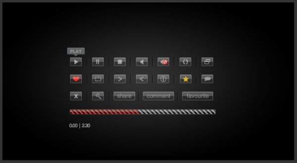 光滑的玻璃视频播放按钮PSD素材