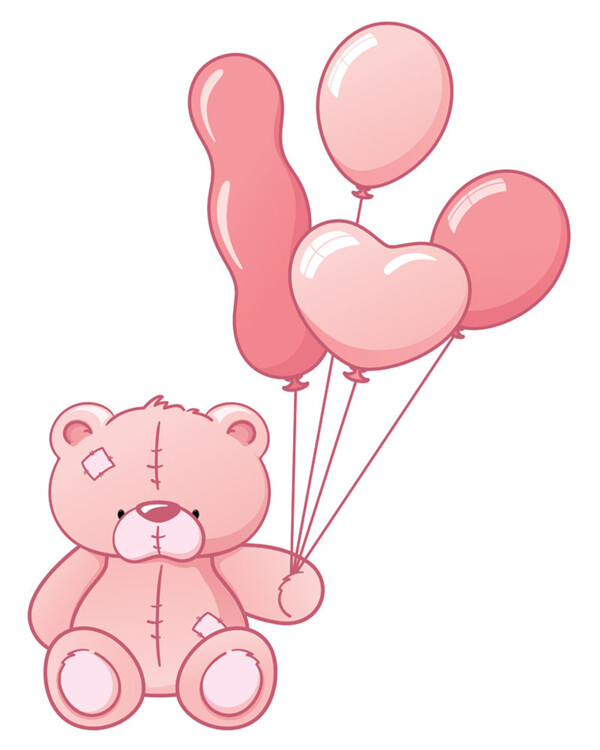 拿粉色气球小熊图片