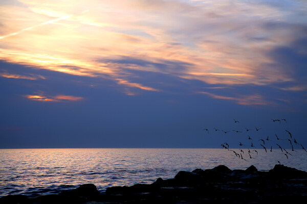 夕阳海景图片