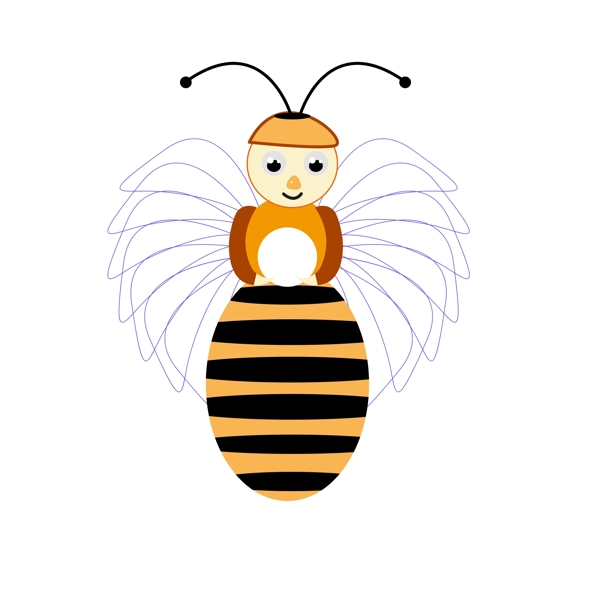 PS矢量小蜜蜂带翅膀卡通形象设计元素