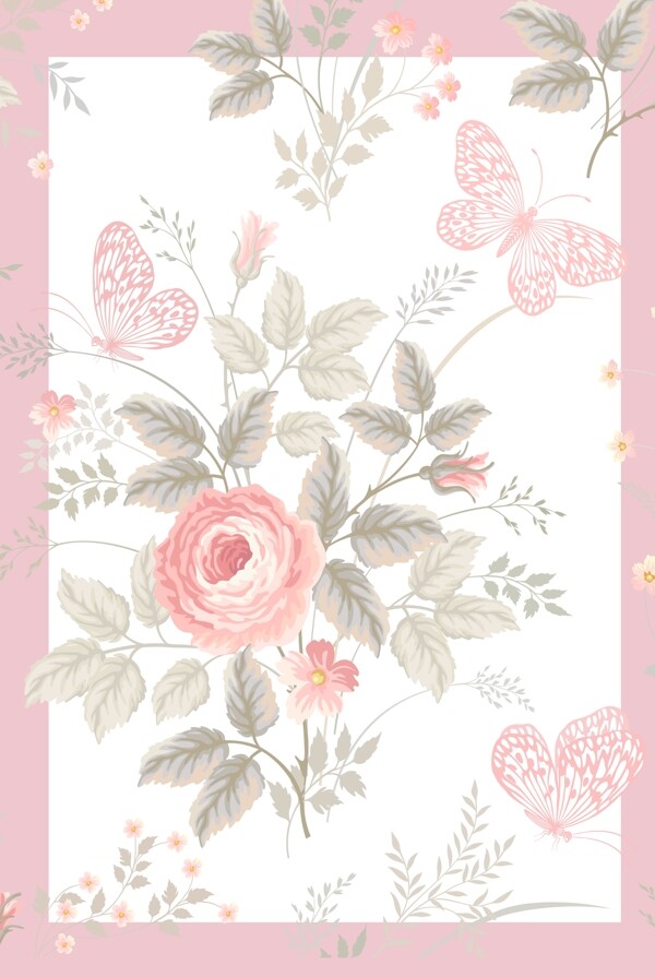 粉色手绘花卉邀请函广告背景