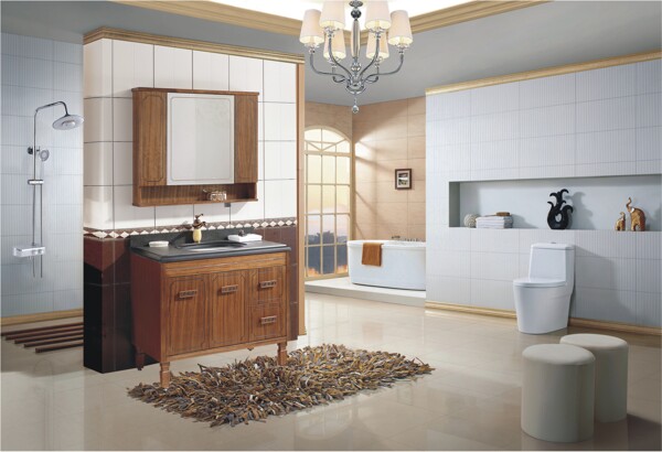 大气简洁欧式整体卫浴家装效果图设计