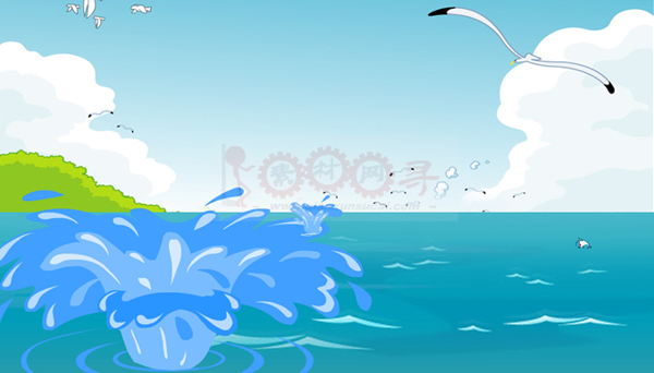 卡通鲸鱼跳跃水花flas