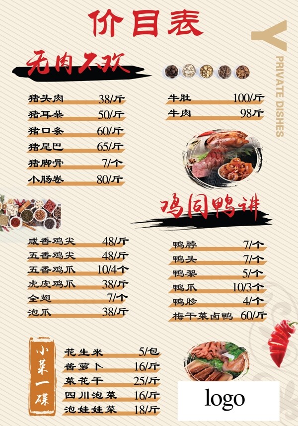 卤味店价格牌