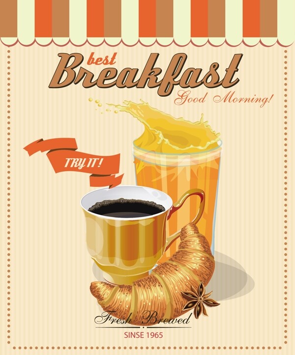 矢量图形01复古早餐的海报设计