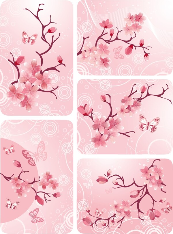 粉色桃花矢量素材图片