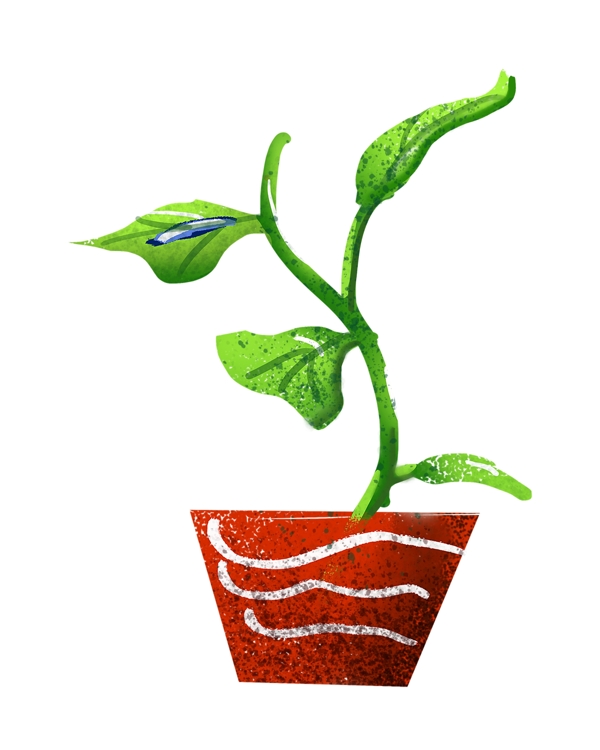 植物盆栽卡通插画
