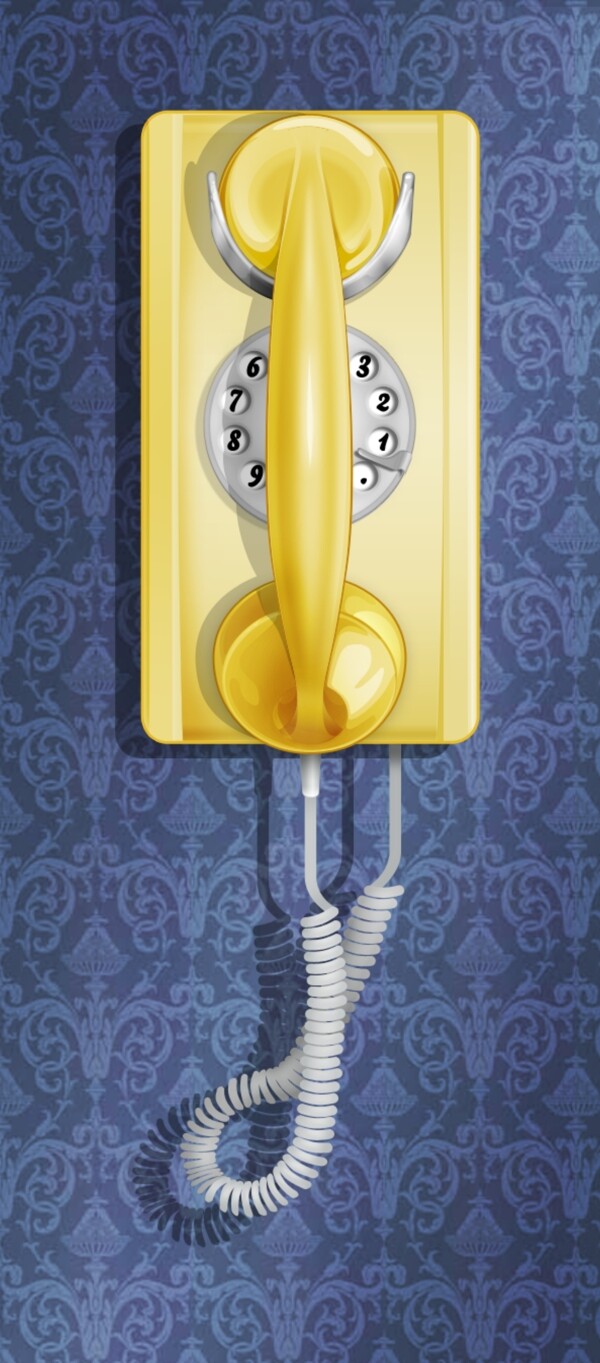 金色金属悬挂式老式电话图标设计
