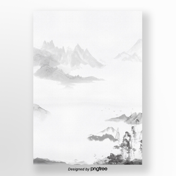 黑白的中国墨水风格背景海报