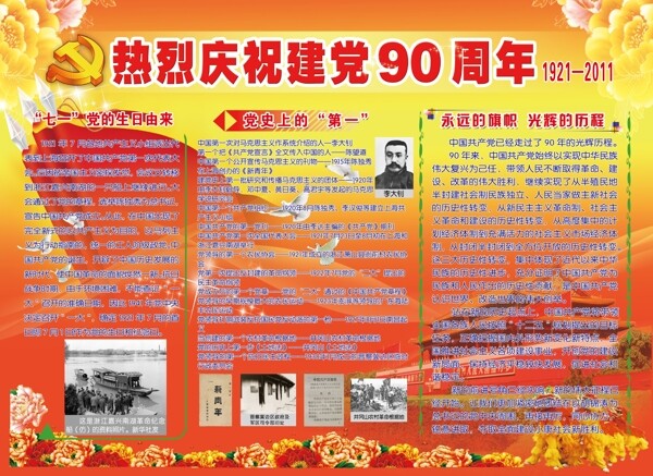 庆建党90周年展板图片