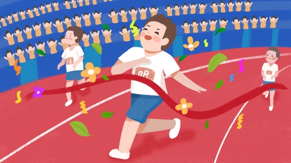 校园运动会田径赛卡通可爱插图