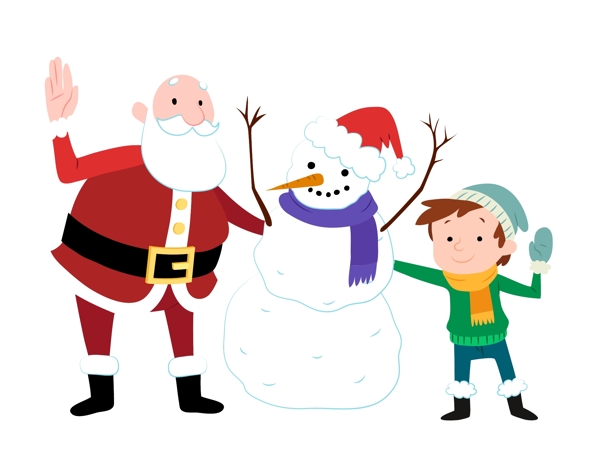卡通圣诞节雪人元素