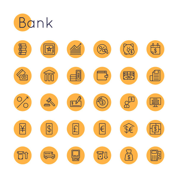 黄色金融商务按钮图标图片