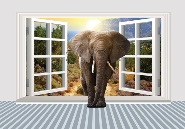 3D大象背景墙