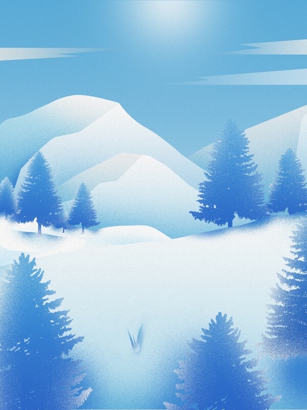 创意蓝白色雪山背景设计