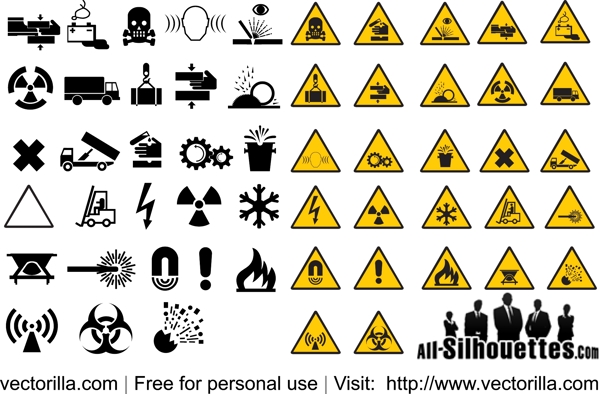 55警告道路标志和符号向量集