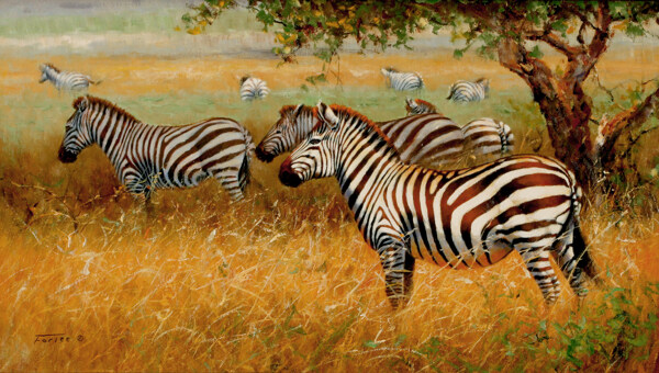 鍔墿24高清西方画家写实动物油画印象派油画装饰画背景墙