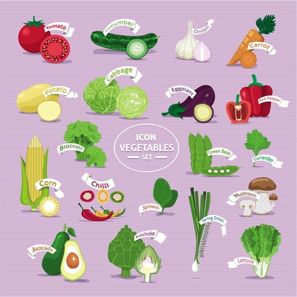 19款新鲜蔬菜图标矢量素材