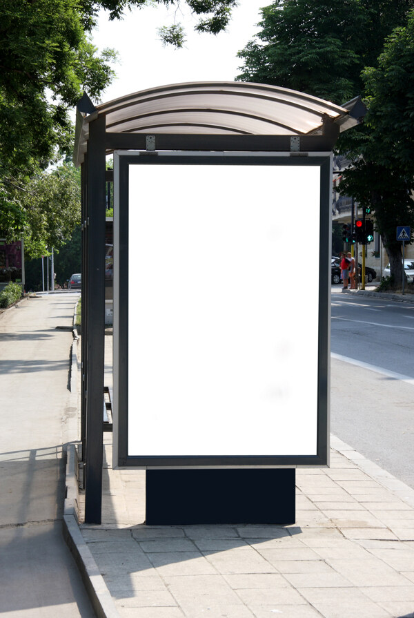 候车亭广告牌空白模板路边实用图片精美图片印刷适用高清图片
