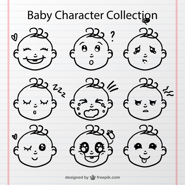 手绘婴儿表情头像图片