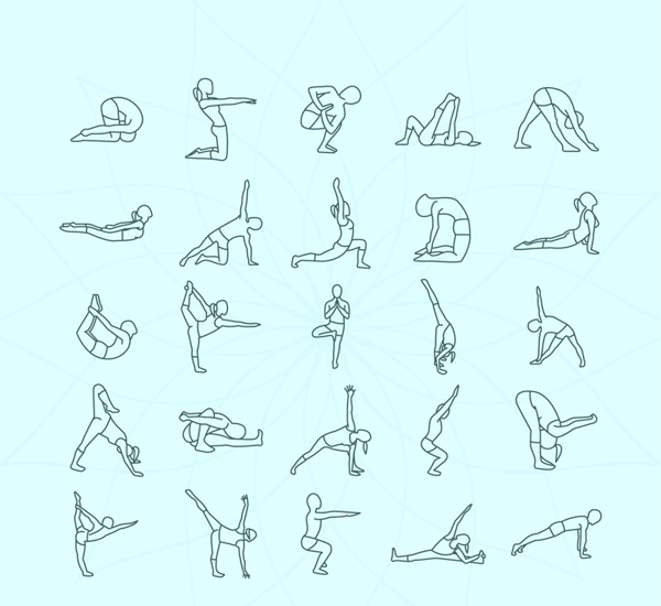 25款简洁瑜伽姿势矢量图