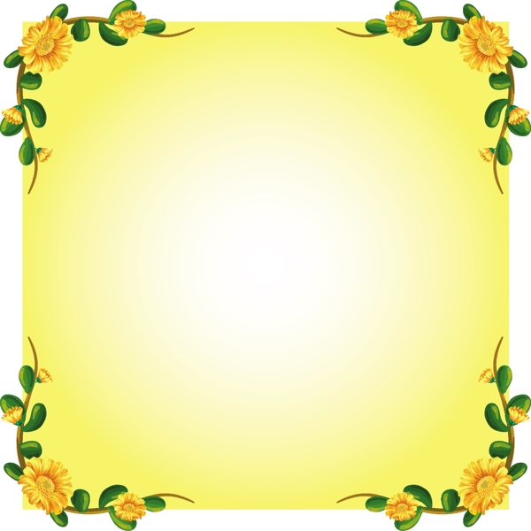 一个空白模板的插图在白色背景下有一个开花植物边界设计
