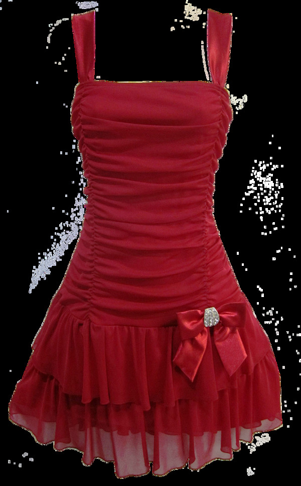红色漂亮连衣裙免抠png透明图层素材