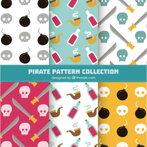 几种海盗元素装饰图案背景