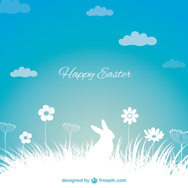 复活节背景与兔子的轮廓