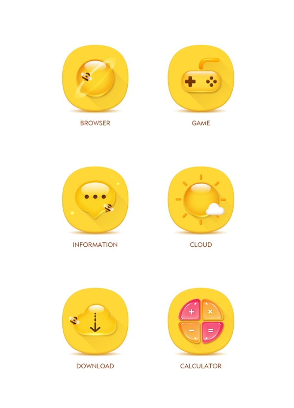 手机蜜蜂主题图标设计icon原创商用小元素