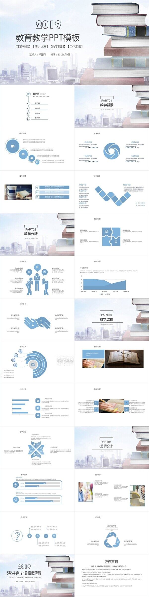 小清新教育教学公开课读书分享PPT模板