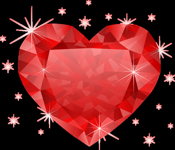 红色爱心钻石情人节素材