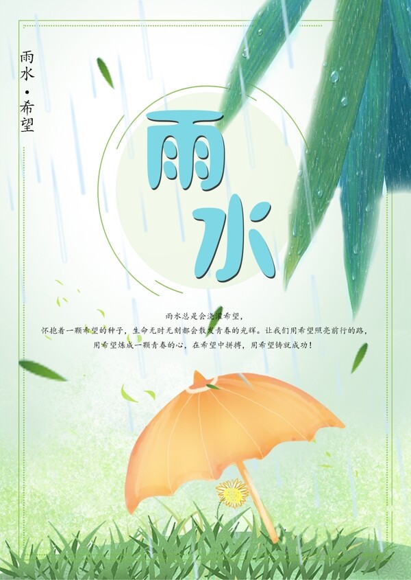 清新雨水节日节气海报