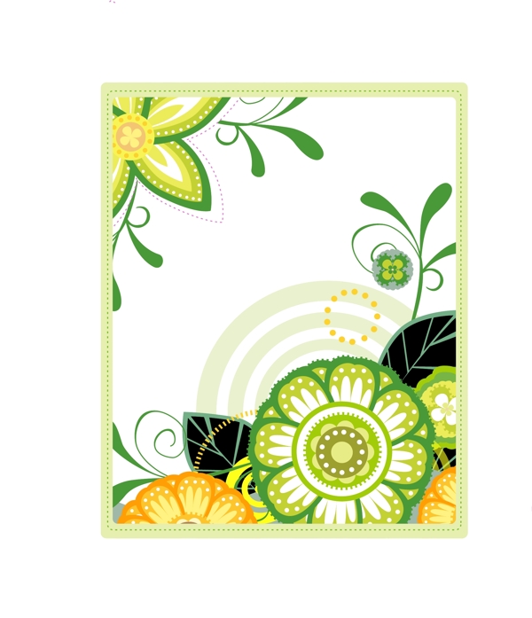 淡绿色花朵矢量素材装饰图案