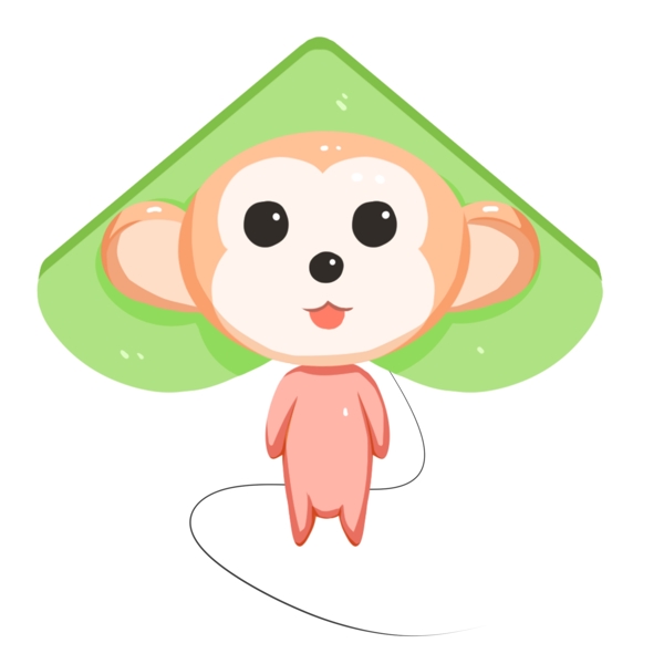 绿色的猴子风筝插画