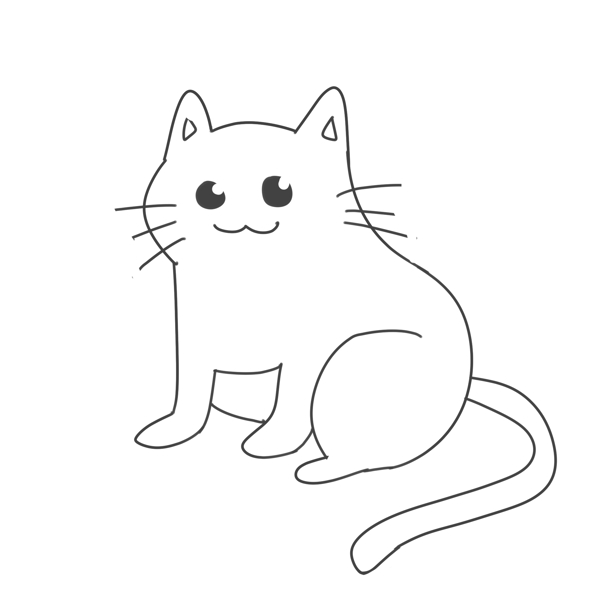 黑白线条猫咪免抠素材