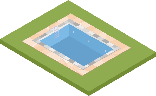2.5D游泳池蓝色可商用元素