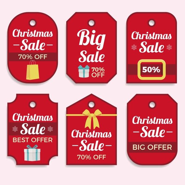 红色喜庆圣诞节促销标签设计