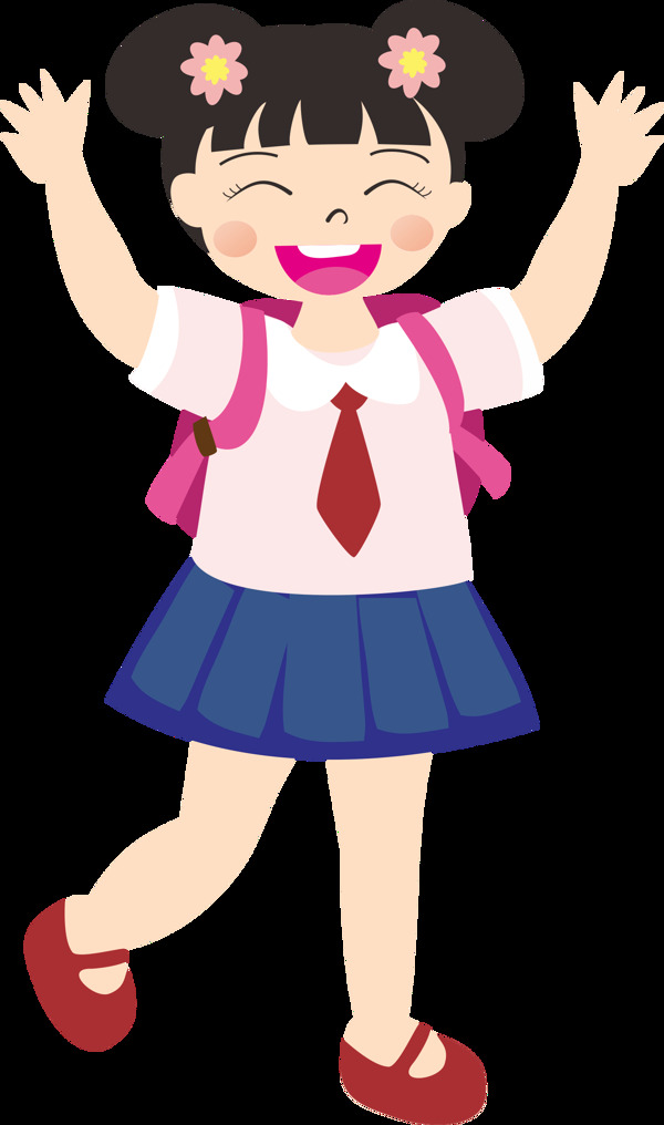 粉色校服卡通可爱女学生插画元素