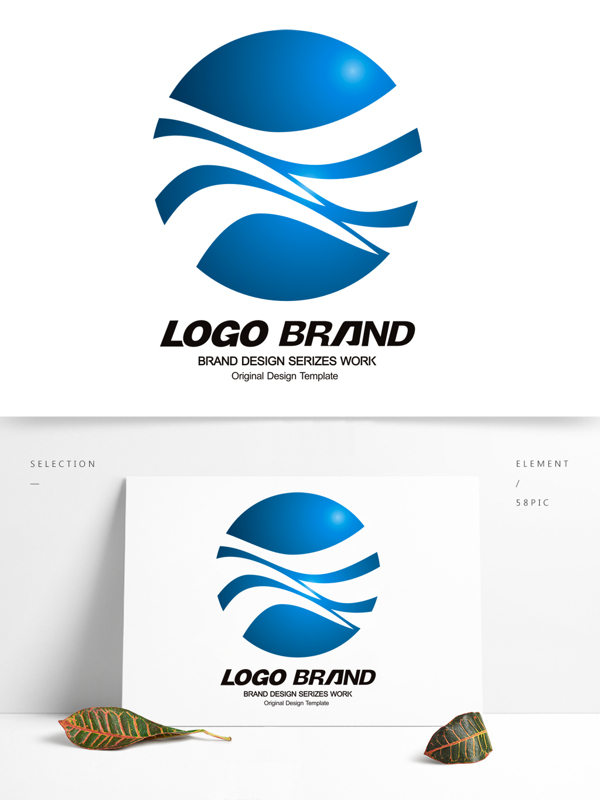 创意蓝色飘带地球logo公司标志设计