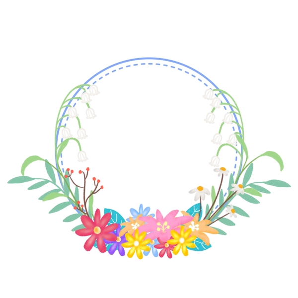 手绘花朵花卉植物绿植边框素材6