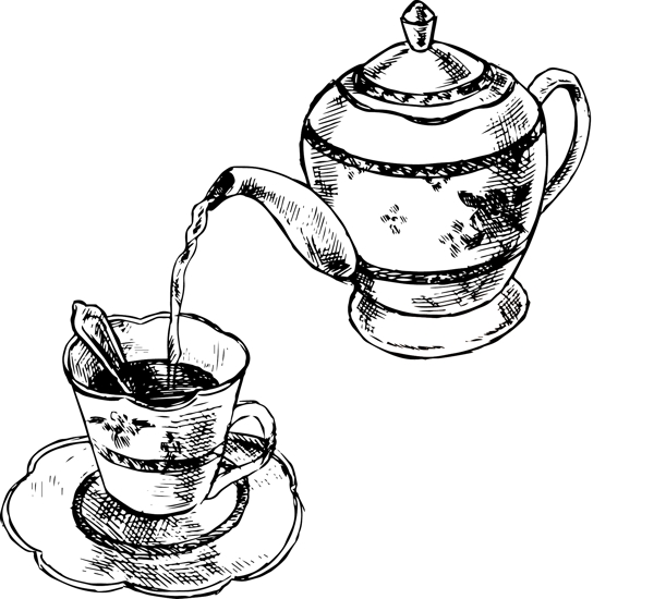 手绘茶壶矢量素材