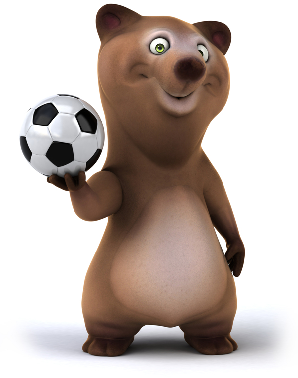 举着足球的小熊图片
