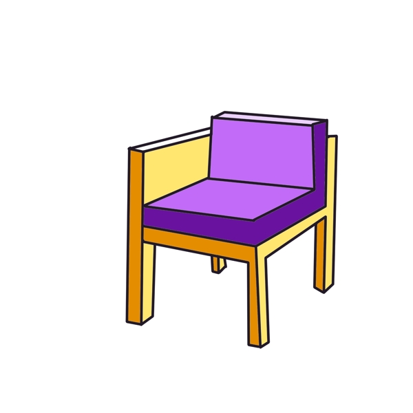 紫色靠背沙发凳插画