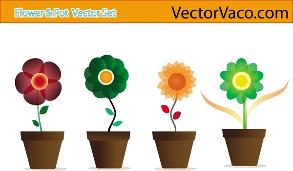 4太阳矢量花卉盆栽