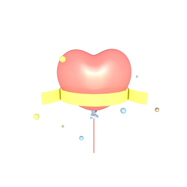 C4D立体情人节爱心气球海报装饰