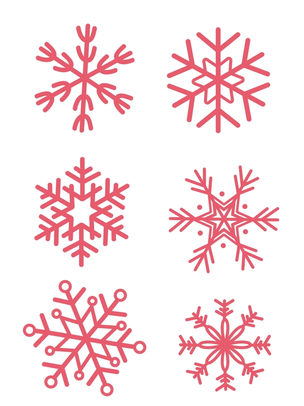 卡通简约手绘圣诞节雪花矢量装饰素材设计