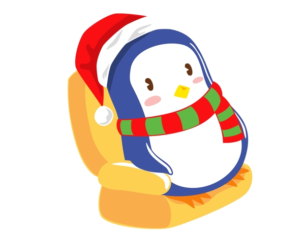 卡通圣诞小企鹅元素
