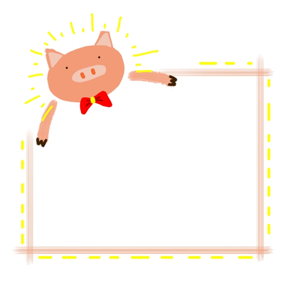 小猪边框装饰插画