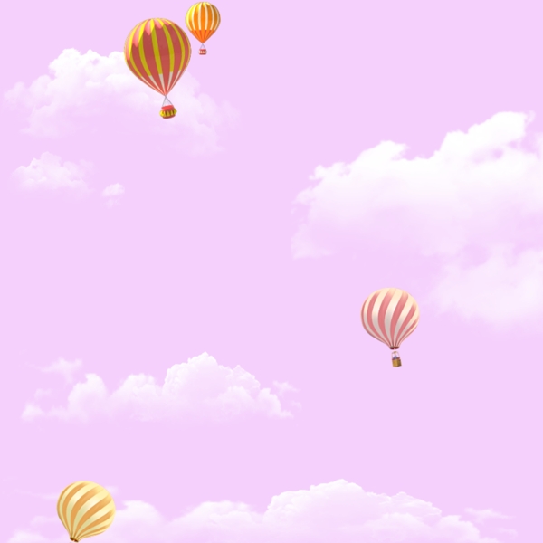 粉红色天空热气球背影主图